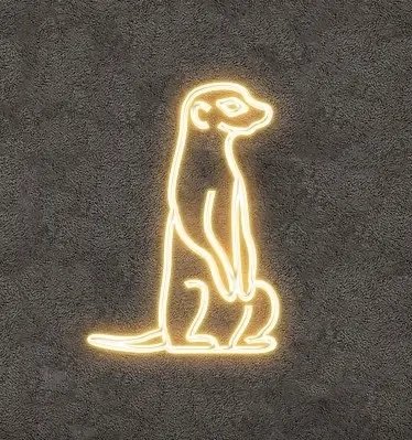 Eco Fix 2D LED-Leuchte Surikata, sitzend, hängend, 65 × 90 × 3 cm, warmweiß, 3D-Druck, gold