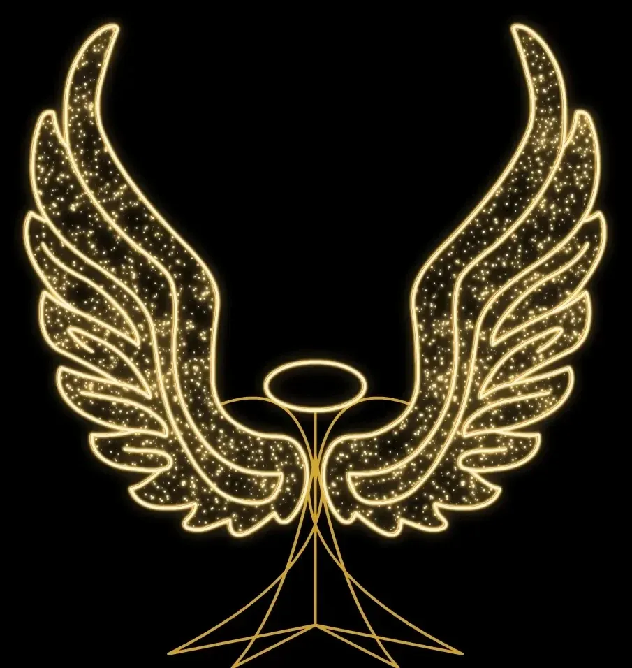 Eco Fix 2D LED Angel Wings, 250 × 260 cm, warmweiß mit Kristall, stehend, Aluminium