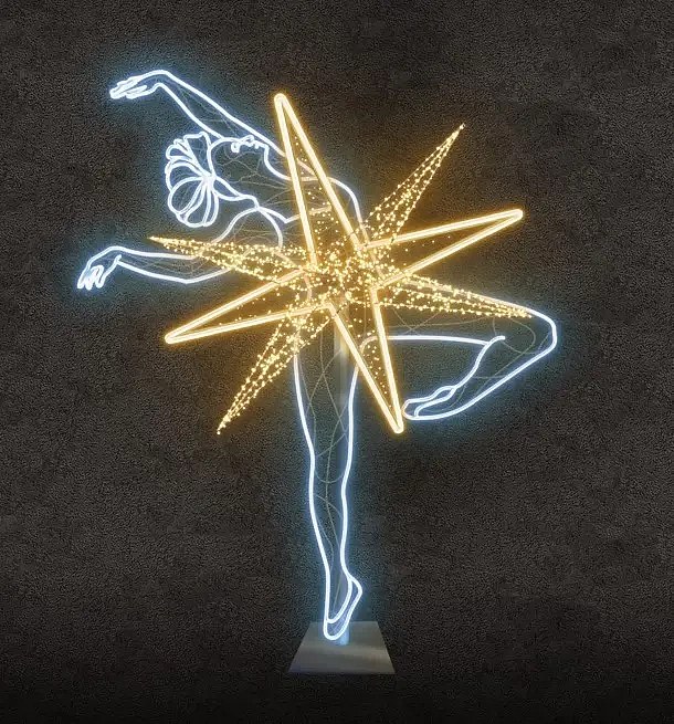 Eco Fix 2D LED Light Ballerina III, 190 × 225 cm, warm- und eisweiß, stehend, 3D-Druck