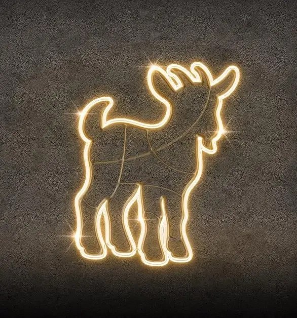 Eco Fix 2D LED-Lichtziege, hängend, 92 × 118 × 3 cm, warmweiß, 3D-Druck, gold