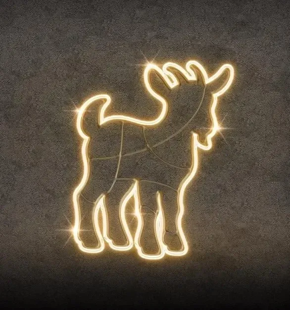 Eco Fix 2D LED-Lichtziege, hängend, 92 × 118 × 3 cm, warmweiß, 3D-Druck, gold