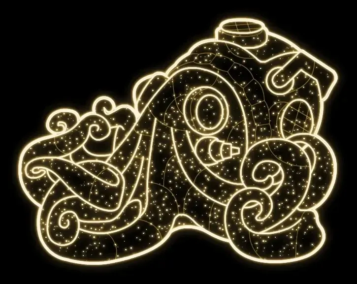 Eco Fix 2D LED-Lichtkrake, 145 × 190 cm, warmweiß, stehend, 3D-Druck, Aluminium