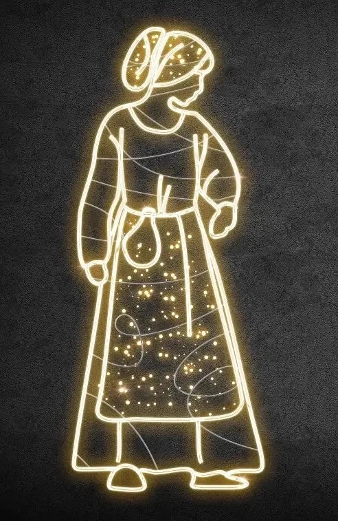 Eco Fix 2D LED-Lichtfigur eines Mädchens, 200 × 85 cm, warmweiß, stehend, 3D-Druck