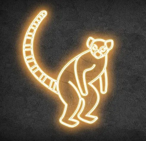 Eco Fix 2D LED-Lichtlemur, stehend, hängend, 110 × 136 × 5 cm, warmweiß, 3D-Druck, gold