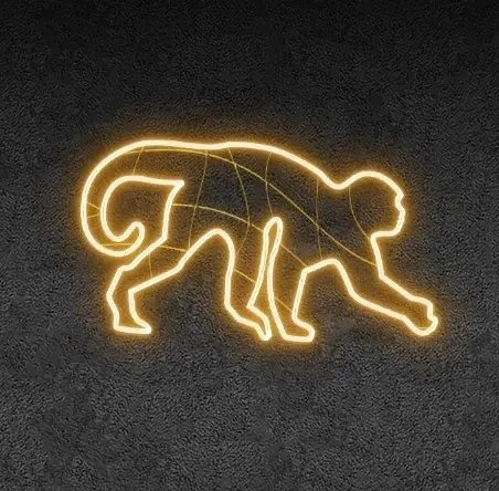 Eco Fix 2D LED-Lichtäffchen, sanft schreitend, hängend, 133 × 74 × 3 cm, warmweiß, 3D-Druck, gold