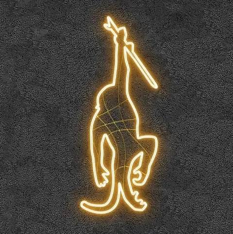Eco Fix 2D LED-Lichtaffe, hängend, hängend, 60 × 144 × 3 cm, warmweiß, 3D-Druck, gold