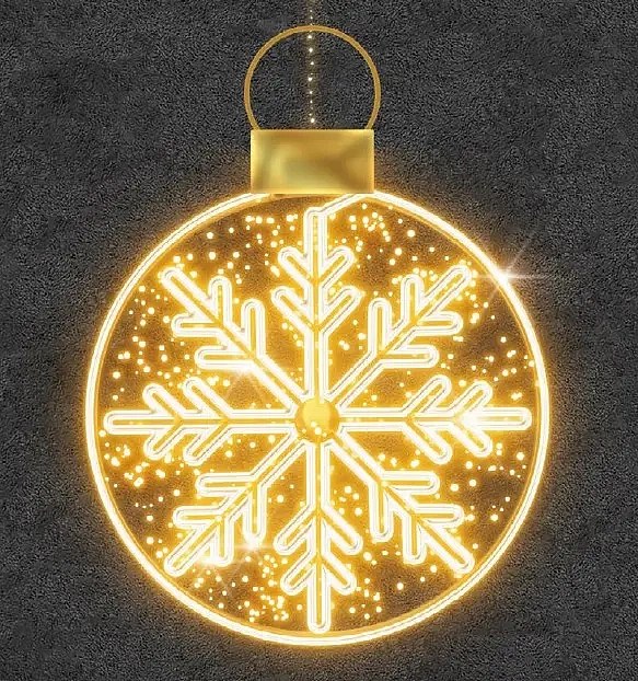 Easy Fix 2D LED-Lichtornament I. mit Schneeflocke, hängend, 120 × 162 × 3 cm, warmweiß, Aluminium