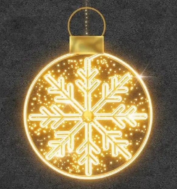 Easy Fix 2D LED-Lichtornament I. mit Schneeflocke, hängend, 120 × 162 × 3 cm, warmweiß, Aluminium