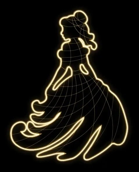 Easy Fix 2D LED-Lichtprinzessin, 155 × 185 × 60 cm, warmweiß, stehend, 3D-Druck
