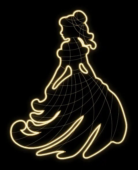 Easy Fix 2D LED-Lichtprinzessin, 155 × 185 × 60 cm, warmweiß, stehend, 3D-Druck