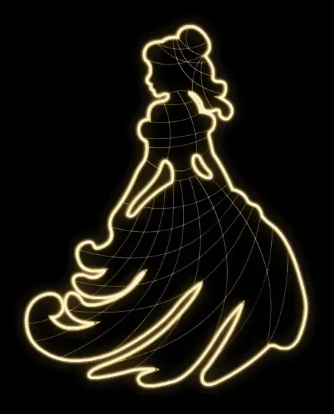 Easy Fix 2D LED-Lichtprinzessin, 155 × 185 × 60 cm, warmweiß, stehend, 3D-Druck