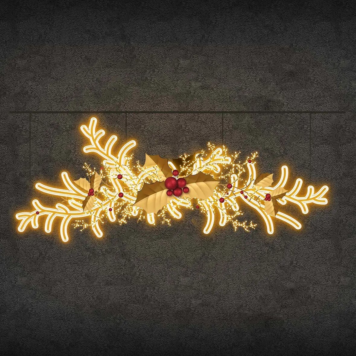 Easy Fix 2D LED-Leuchte, hängend, 165 × 55 × 15 cm, warmweiß, 3D-Druck, gold