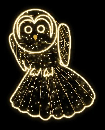 Eco Fix 2D LED-Leuchte Eule, hängend, 130 × 165 × 5 cm, warmweiß, 3D-Druck, gold