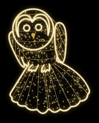 Eco Fix 2D LED-Leuchte Eule, hängend, 130 × 165 × 5 cm, warmweiß, 3D-Druck, gold