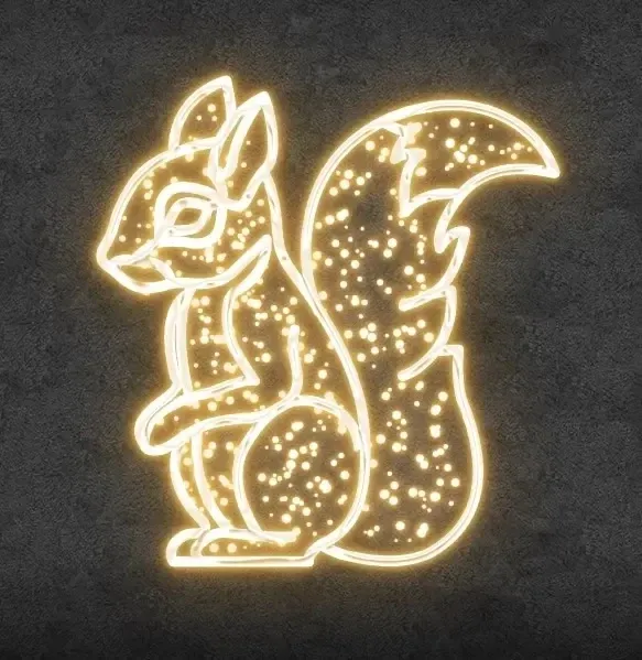 2D-LED-Lichteichhörnchen, links, 145 × 155 cm, warmweiß, stehend, 3D-Druck