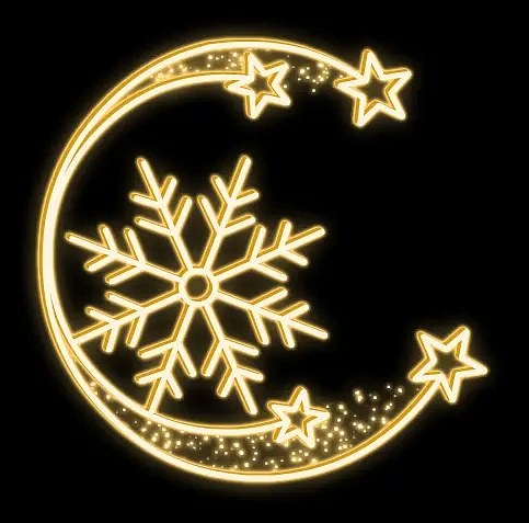 2D LED-Leuchte Halbkreis, Schneeflocke mit Sternen, Hänge-Ø 200 cm, warmweiß, Aluminium