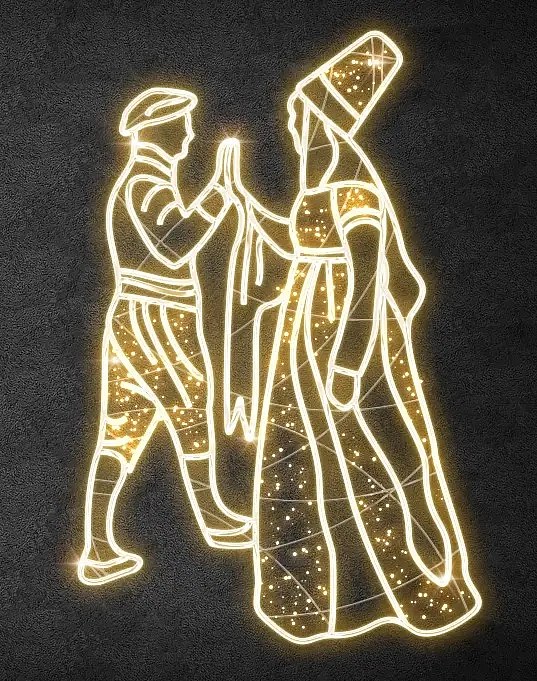 Eco Fix 2D LED-Lichttänzer II, 138 × 213 × 60 cm, warmweiß, stehend, 3D-Druck