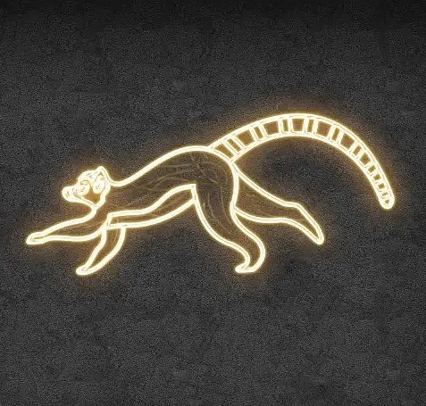 Eco Fix 2D LED-Lichtlemur, laufend, hängend, 235 × 103 × 4 cm, warmweiß, 3D-Druck, gold