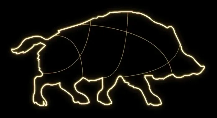 Easy Fix 2D LED-Lichtschwein, 240 × 120 × 60 cm, warmweiß, stehend, 3D-Druck, Aluminium