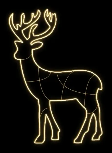 Easy Fix 2D LED-Leuchthirsch, 105 × 150 × 60 cm, warmweiß, stehend, 3D-Druck, Aluminium