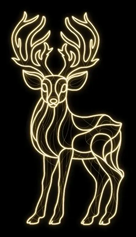 Eco Fix 2D LED-Lichthirsch, 240 × 130 cm, warmweiß, stehend, 3D-Druck, Aluminium