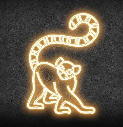 Eco Fix 2D LED-Lichtlemur, Front, hängend, 110 × 145 × 5 cm, warmweiß, 3D-Druck, gold