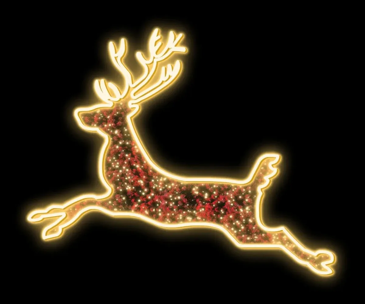 Easy Fix 2D LED-Lichtmotiv, Hirsch, 190 × 250 cm, warmweiß, stehend, Aluminium