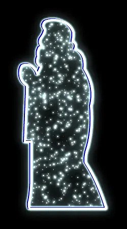 2D-LED-Lichtmotiv, König III, 85 × 180 cm, eisweiß, stehend