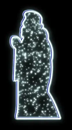 2D-LED-Lichtmotiv, König III, 85 × 180 cm, eisweiß, stehend