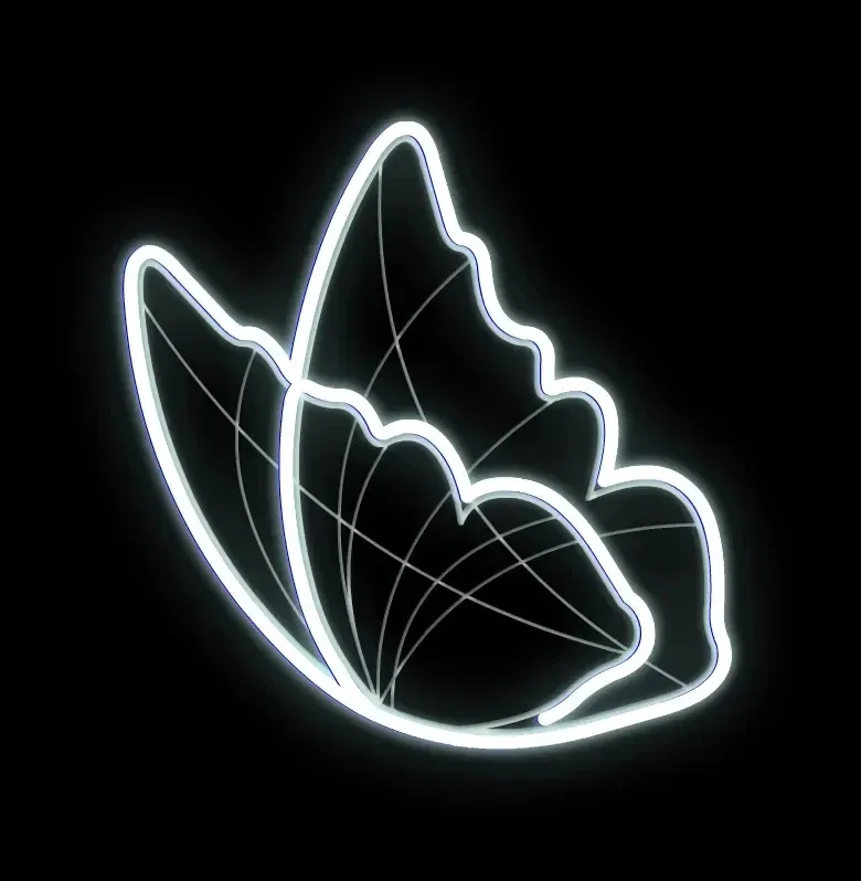 Eco Fix 2D LED-Leuchtschmetterling, 55 × 55 cm, eisweiß, hängend, 3D-Druck