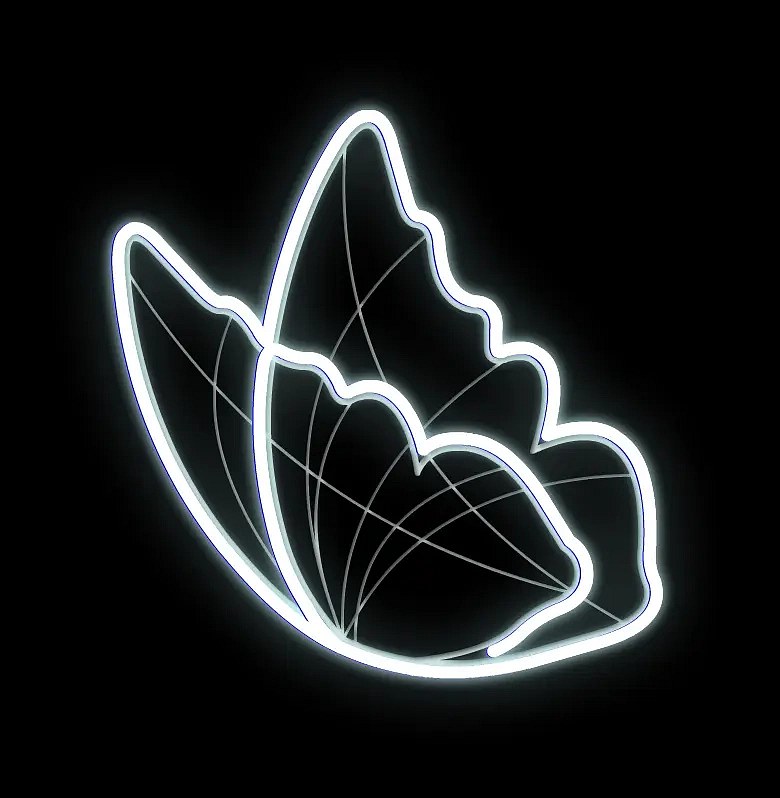 Eco Fix 2D LED-Leuchtschmetterling, 95 × 100 cm, eisweiß, stehend, 3D-Druck, Aluminium