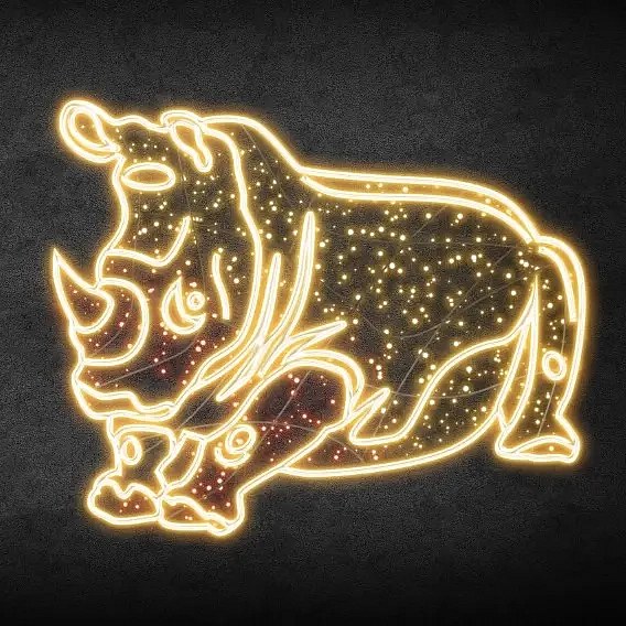 Eco Fix 2D LED-Leuchte Nashorn groß, 250 × 200 cm, warmweiß, stehend, 3D-Druck, Aluminium