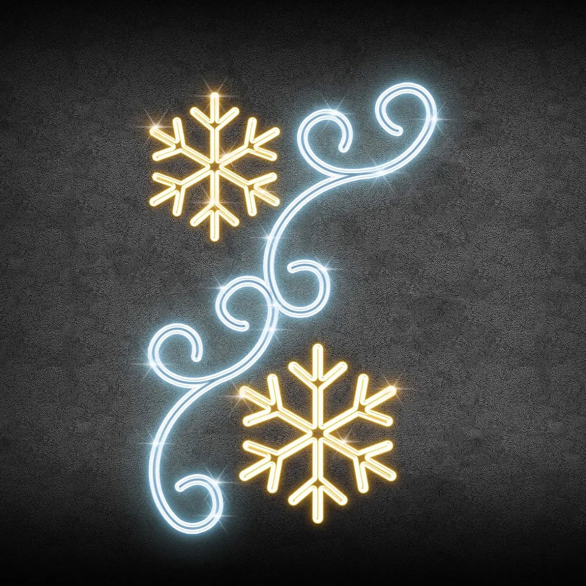 Easy Fix 2D LED-Lichtdekor Schneeflocken und Wind für die öffentliche Beleuchtung, 120 × 300 cm, warm- und eisweiß, Aluminium