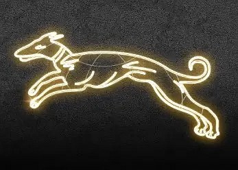 2D LED-Lichthund II, 85 × 150 cm, warmweiß, stehend, 3D-Druck