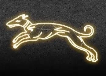 Eco Fix 2D LED-Lichthund, im Sprung, hängend, 162 × 62 × 3 cm, warmweiß, 3D-Druck, gold