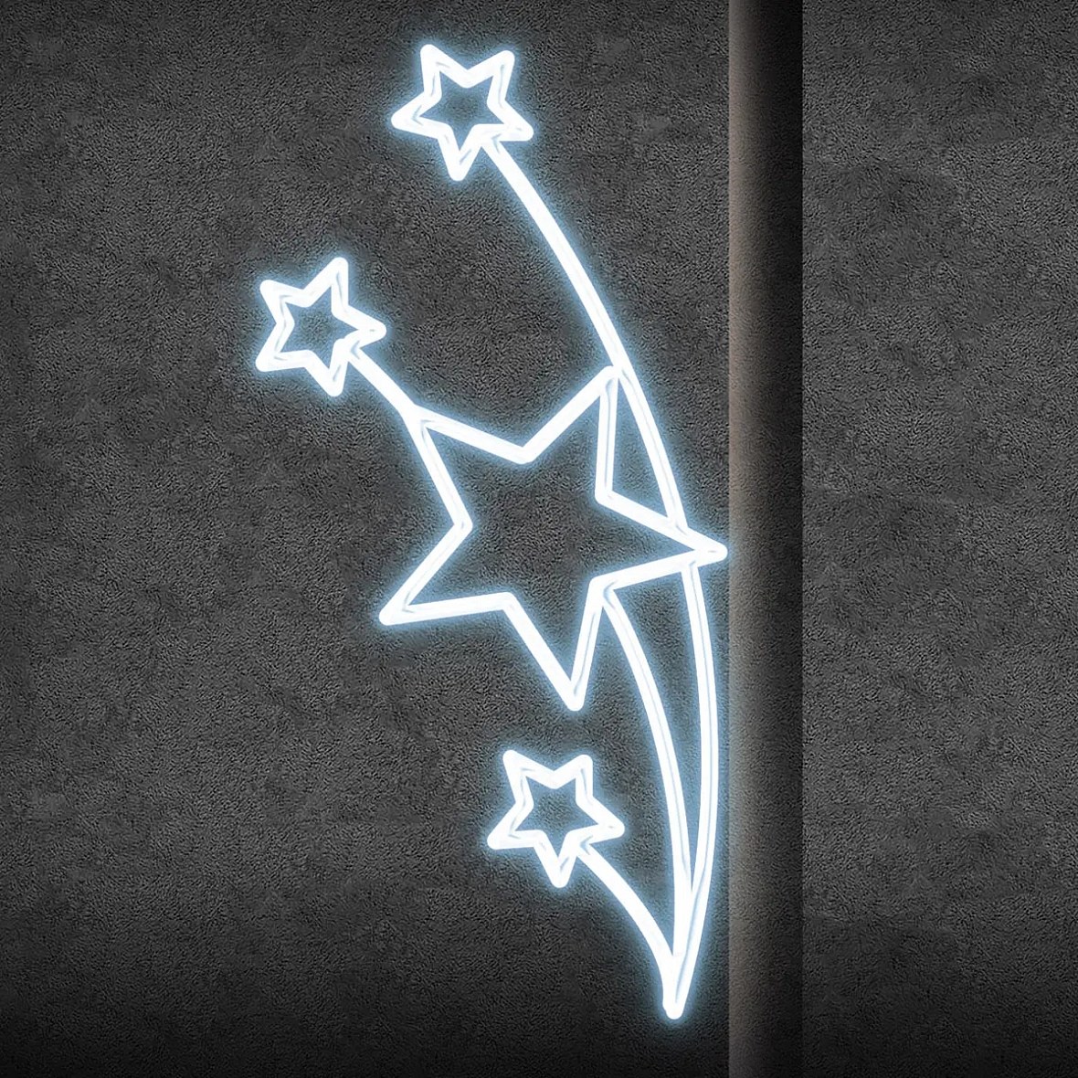 Easy Fix 2D LED-Sternenlichtdekor, 145 × 300 cm, eisweiß, Dekor für öffentliche Beleuchtung, Aluminium