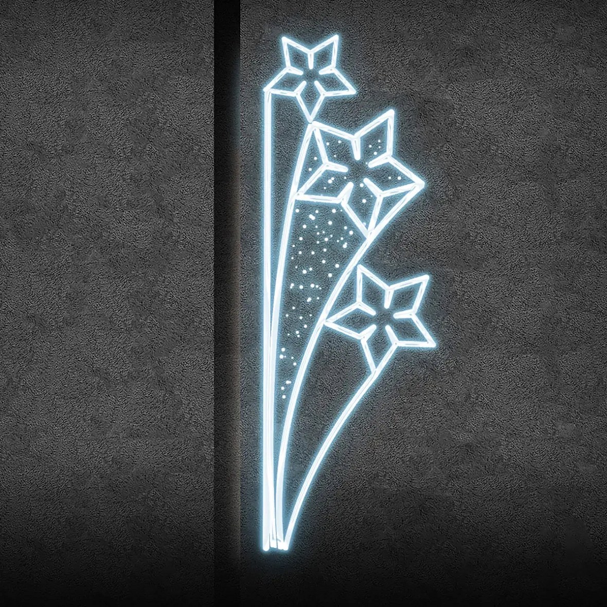 Easy Fix 2D LED-Lichtdekor Sternanis, 80 × 240 cm, eisweiß, Dekor für öffentliche Beleuchtung, Aluminium
