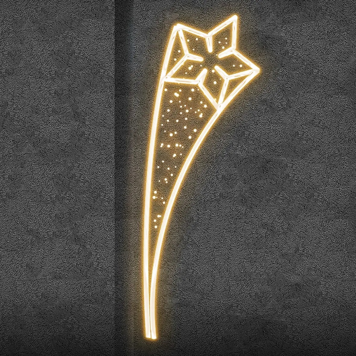 Easy Fix 2D LED-Lichtdekor Sternanis, 70 × 145 cm, warmweiß, Dekor für öffentliche Beleuchtung, Aluminium