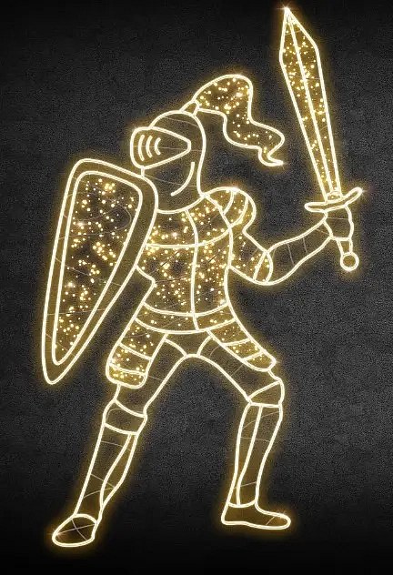 Eco Fix 2D LED Light Knight, 135 × 210 × 60 cm, warmweiß, stehend, 3D-Druck