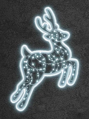 Eco Fix 2D LED-Licht-Rentier, im Sprung, hängend, 100 × 105 × 5 cm, eisweiß, 3D-Druck, transparent