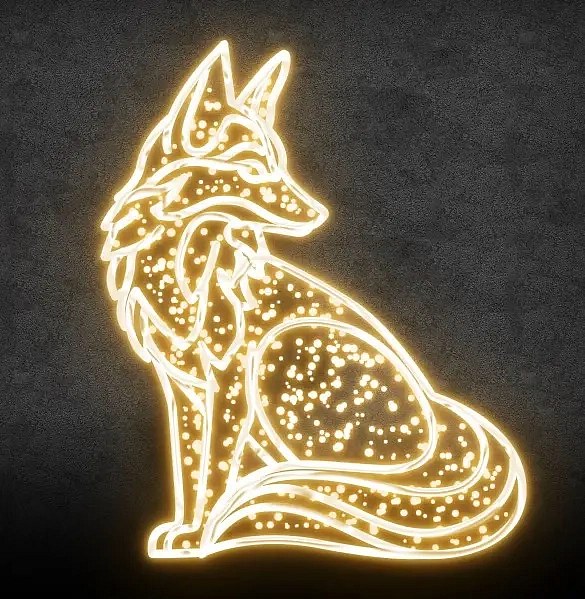 2D-LED-Leuchtwolf, 140 × 170 cm, warmweiß, stehend, 3D-Druck