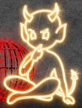 2D-LED-Lichtteufel III, 66 × 90 cm, warmweiß, stehend, 3D-Druck