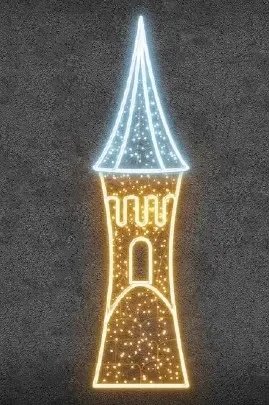 Eco Fix 2D-Lichtlabyrinth-Türme, 60 × 240 cm, warm- und eisweiß, stehend, 3D-Druck, Aluminium
