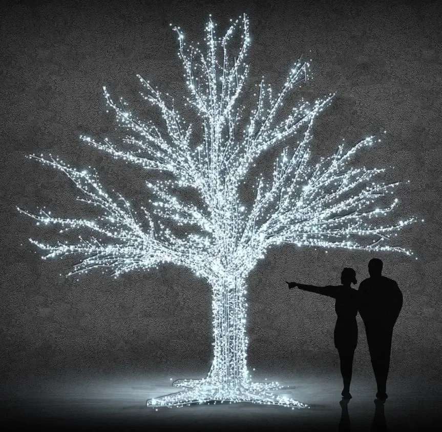 Eco Fix 3D LED-Laubbaum 400 cm, eisweiß, Aluminium