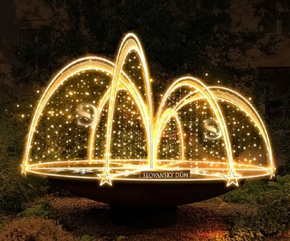 Easy Fix 3D LED-Lichtbrunnen, 165 × 300 cm, warmweiß mit Flash, stehend, Aluminium