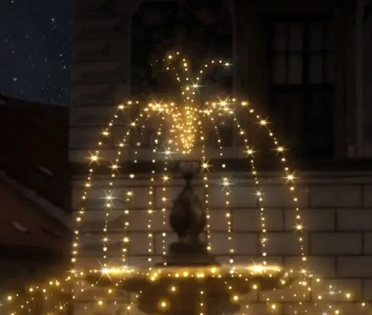 Easy Fix 3D LED-Lichtbrunnen, Oberteil, Ø 200 cm, warmweiß mit Flash, Aluminium