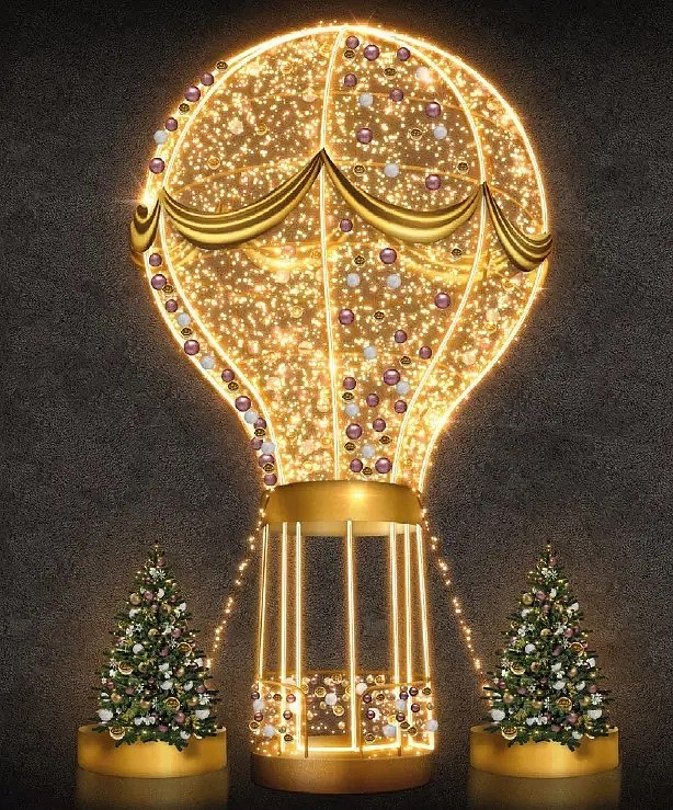 Eco Fix 3D LED-Lichtballon, 800 × 400 × 400 cm, warmweiß, stehend, Aluminium