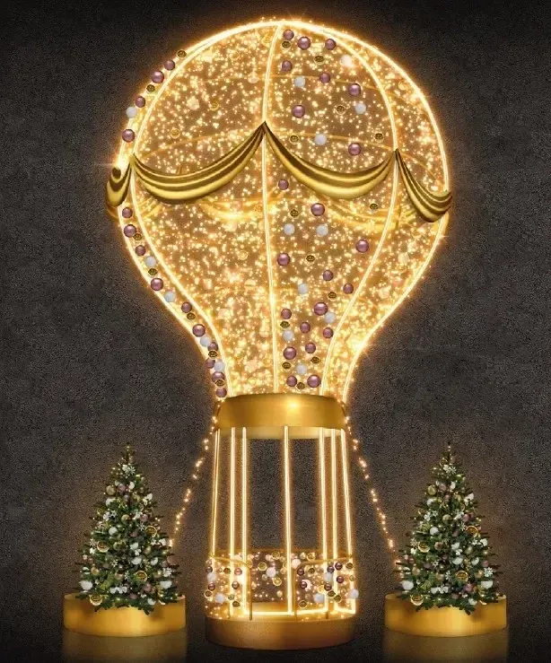 Eco Fix 3D LED-Lichtballon, 800 × 400 × 400 cm, warmweiß, stehend, Aluminium
