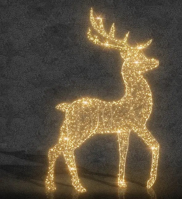 Eco Fix 3D LED-Lichthirsch, 400 × 250 × 60 cm, warmweiß, Aluminium