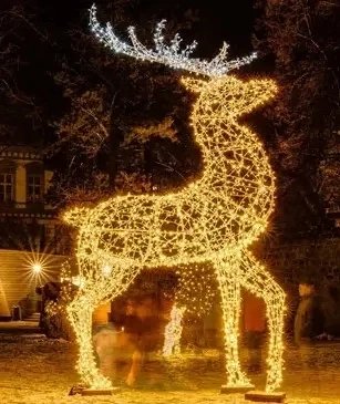 3D LED Licht Rentier 450 cm Eisweiß, warmweißes und eisweißes Geweih, Aluminium